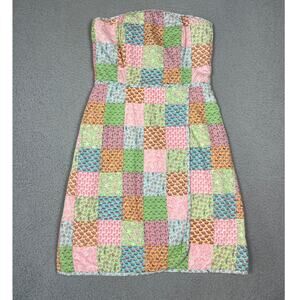 Vineyard Vines Womens Size 2 Patchwork Strapless Mini Dress Summer Multicolor